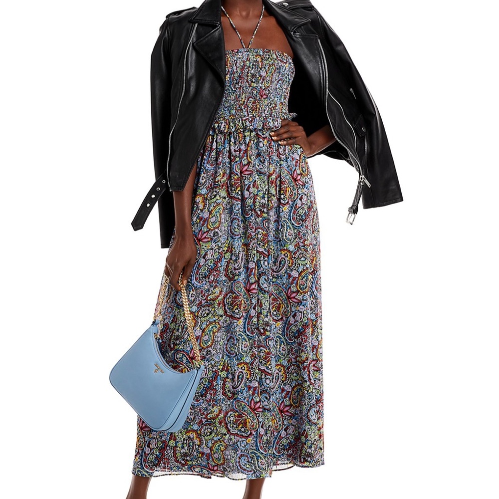 Paisley Smocked Halter Midi Dress - Sz XS